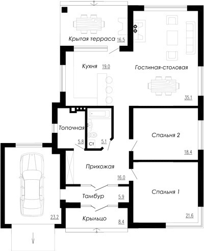 план одноэтажного дома 3