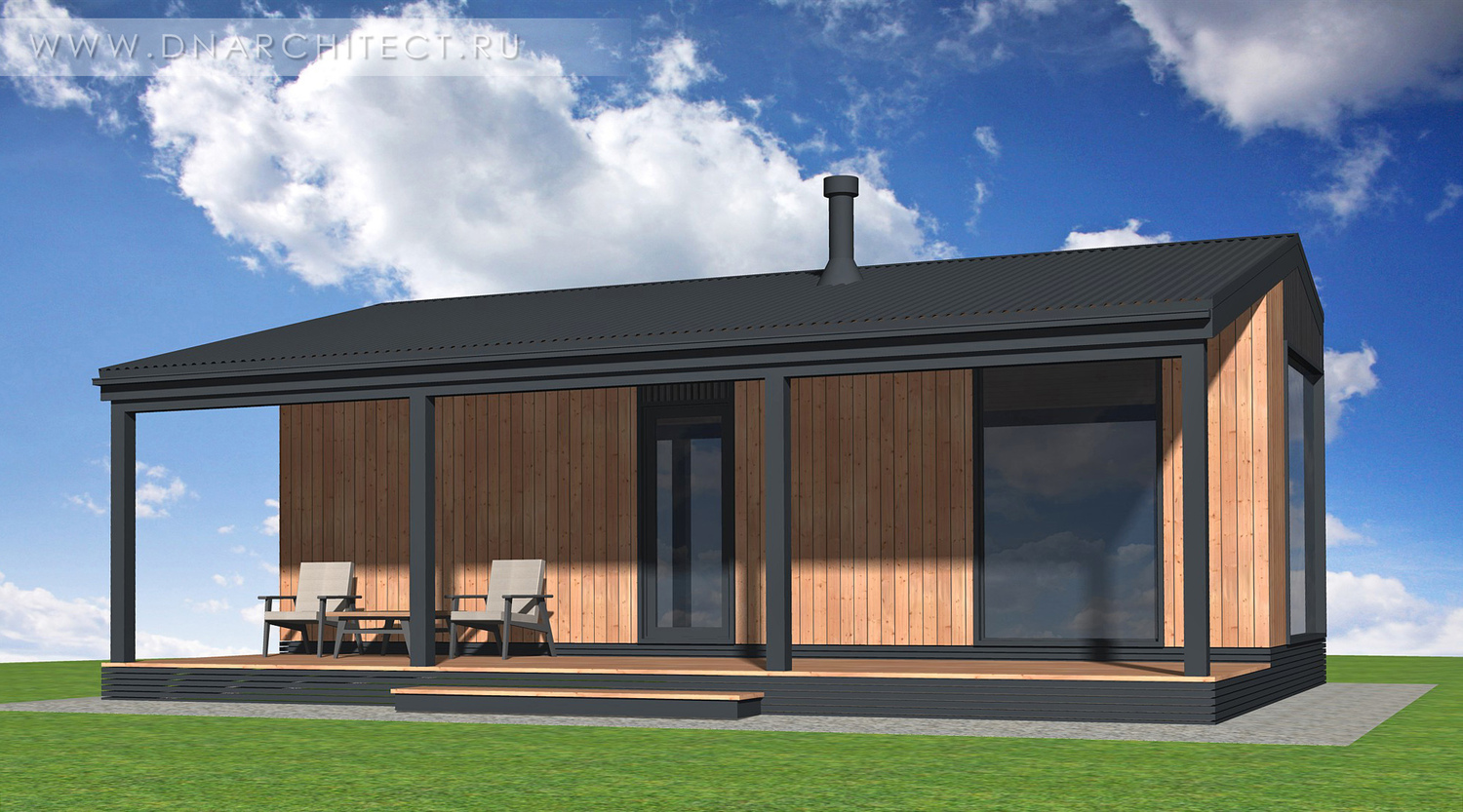 каркасная бытовка с террасой