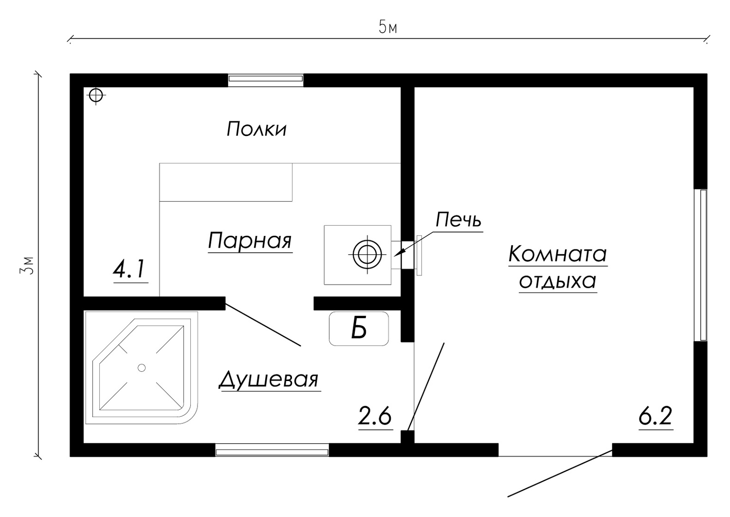 план каркасной бани