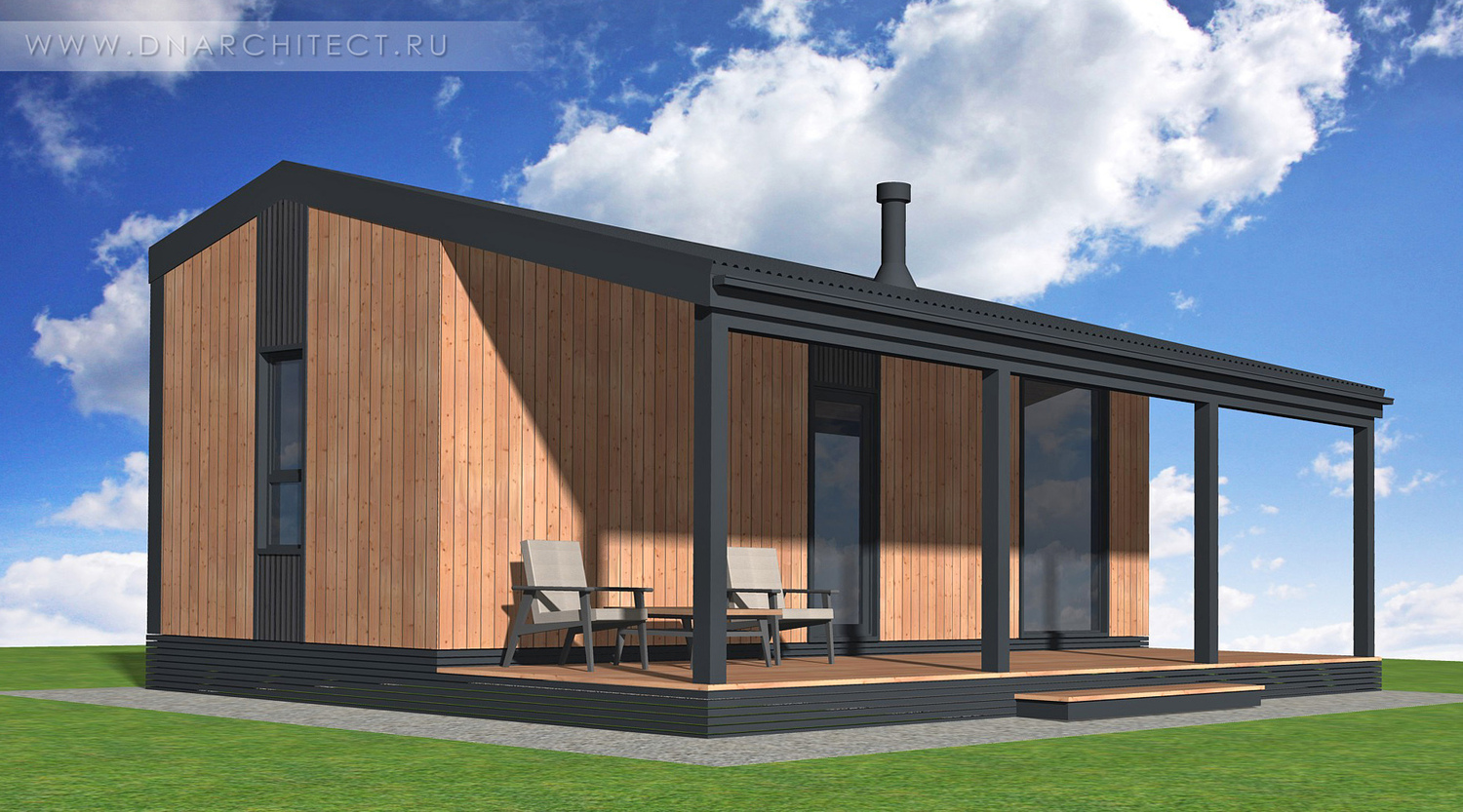 проект бытовки с террасой