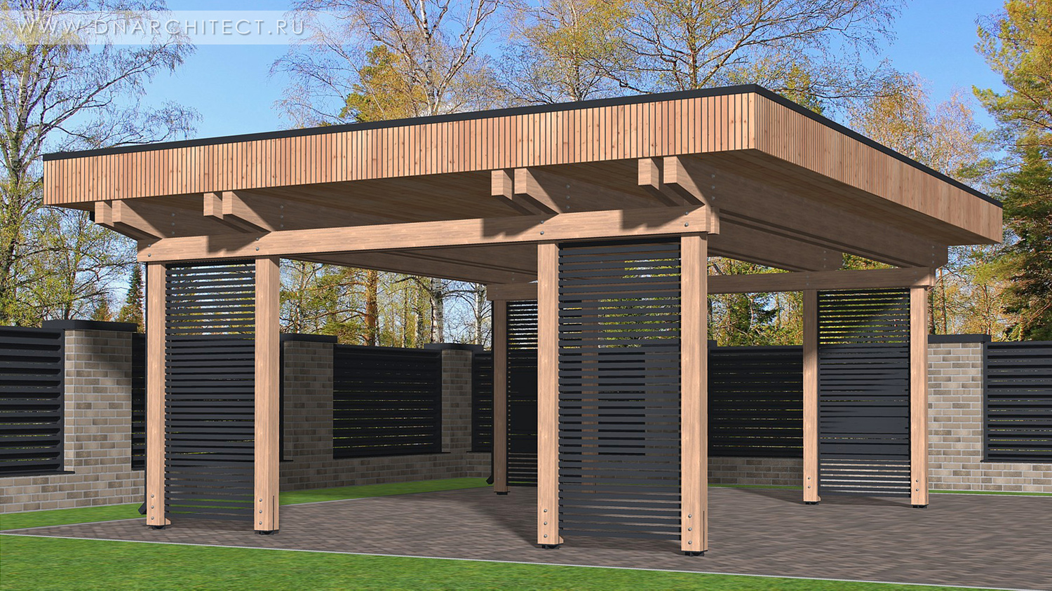 навес на 2 автомобиля