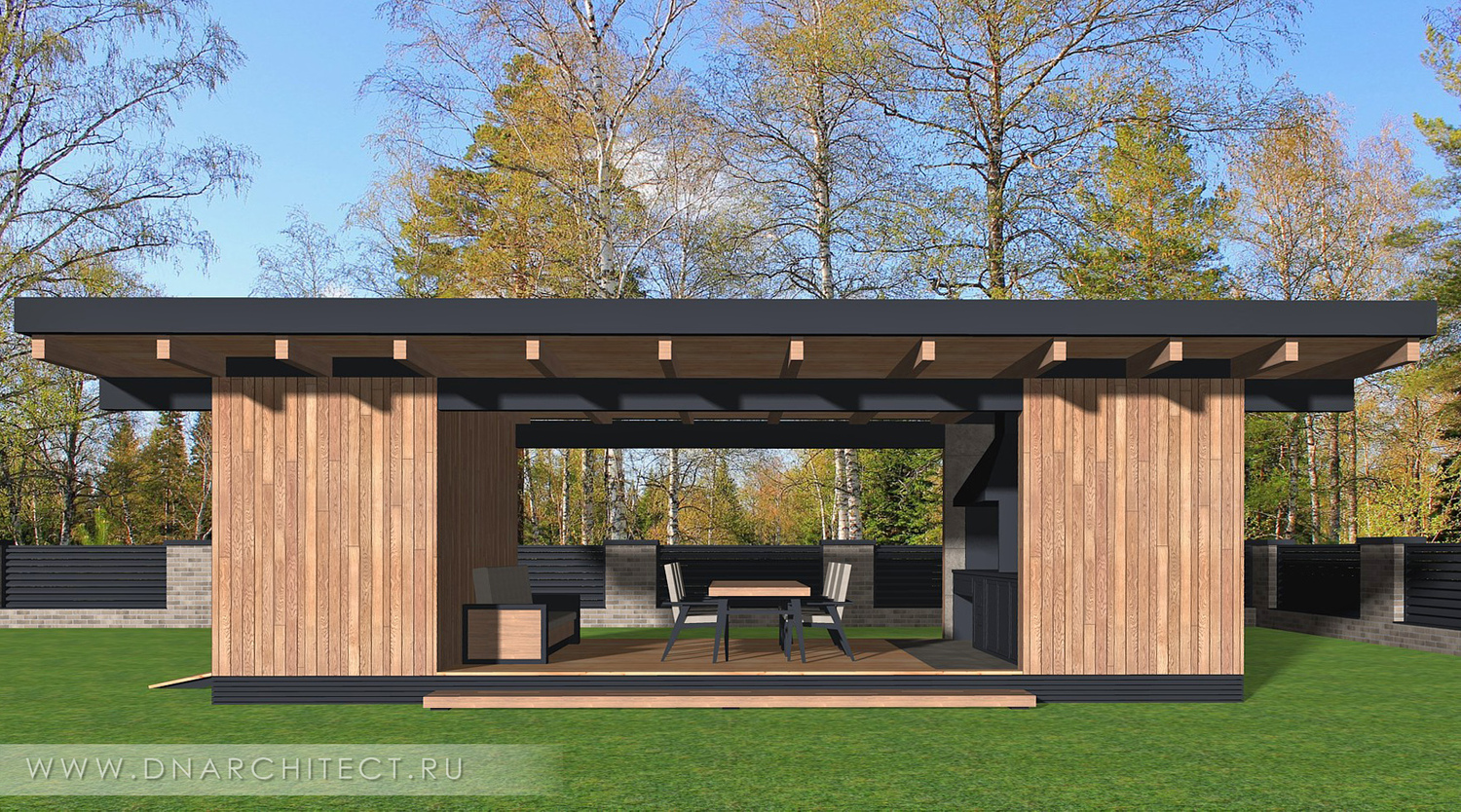 проект беседки с хозблоком