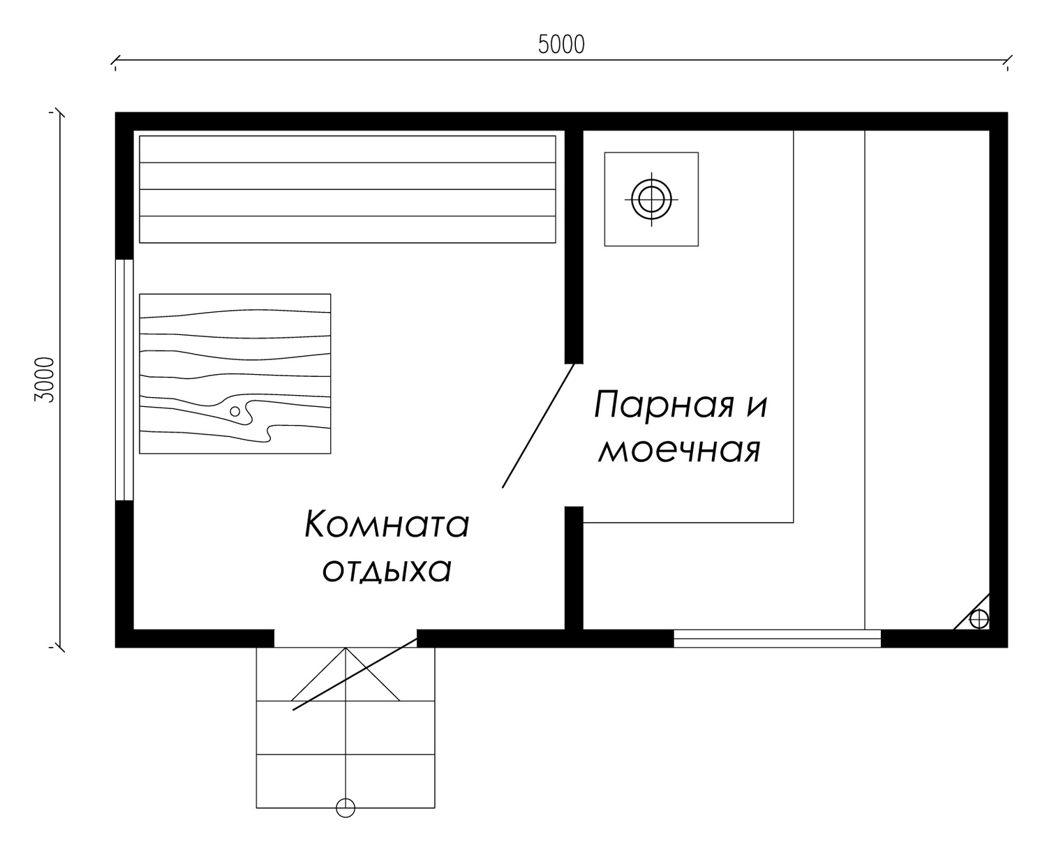 планировка бани 3х5