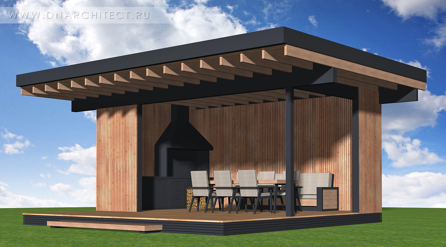 каркасная беседка с мангалом